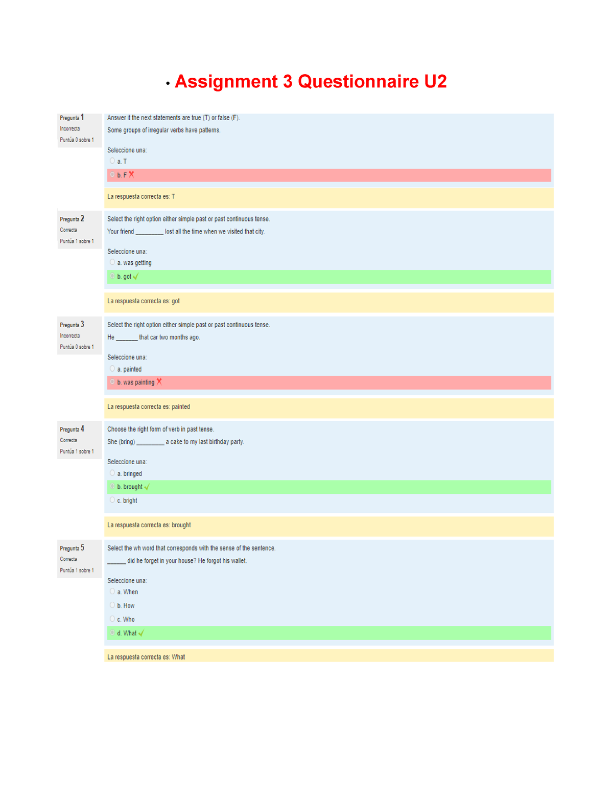 assignment 3 questionnaire u2 uveg ingles iii