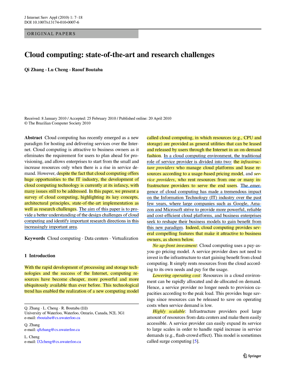 cloud computing algorithms research paper