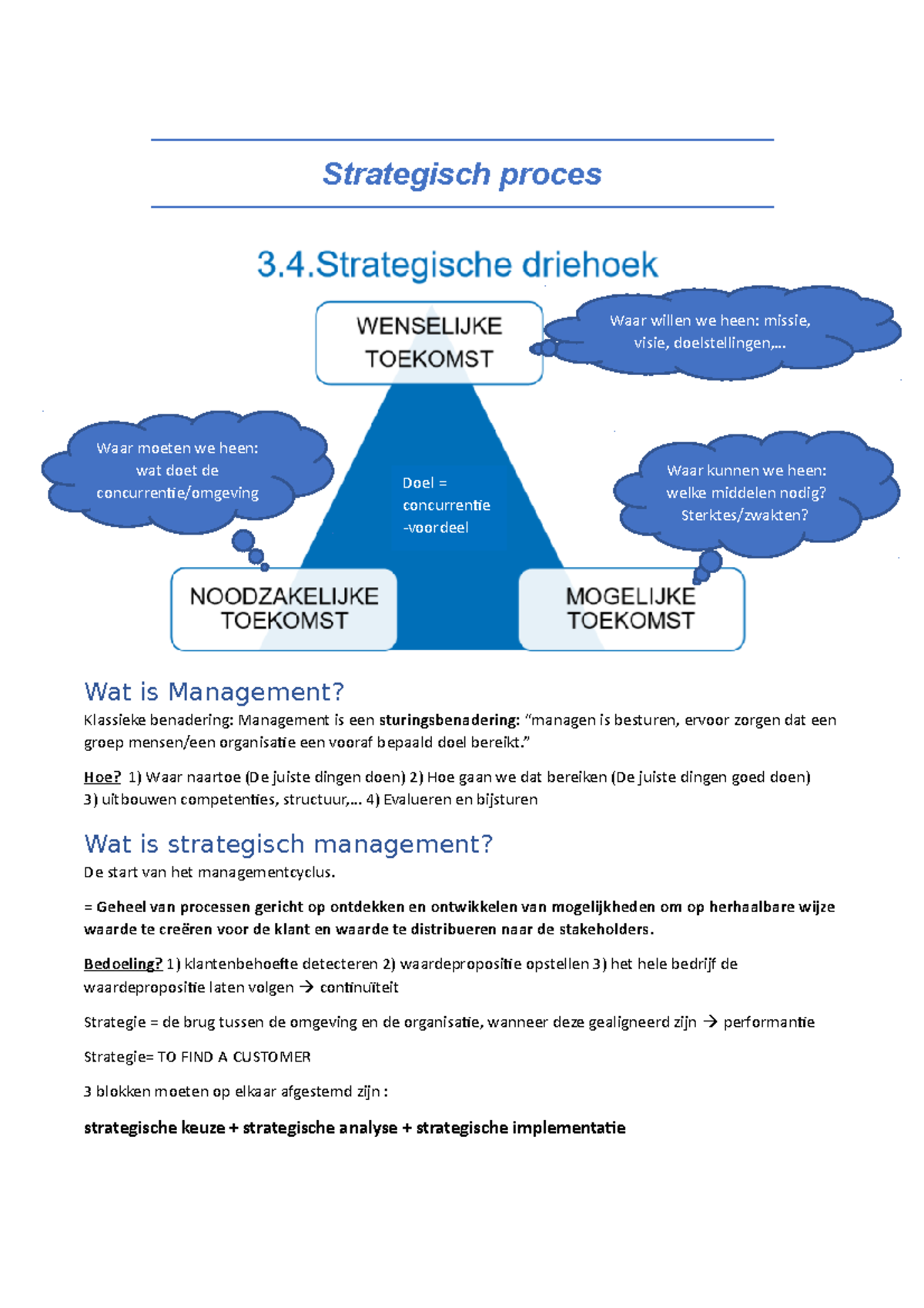 Strategisch management samenvatting - Strategisch willen we heen ...
