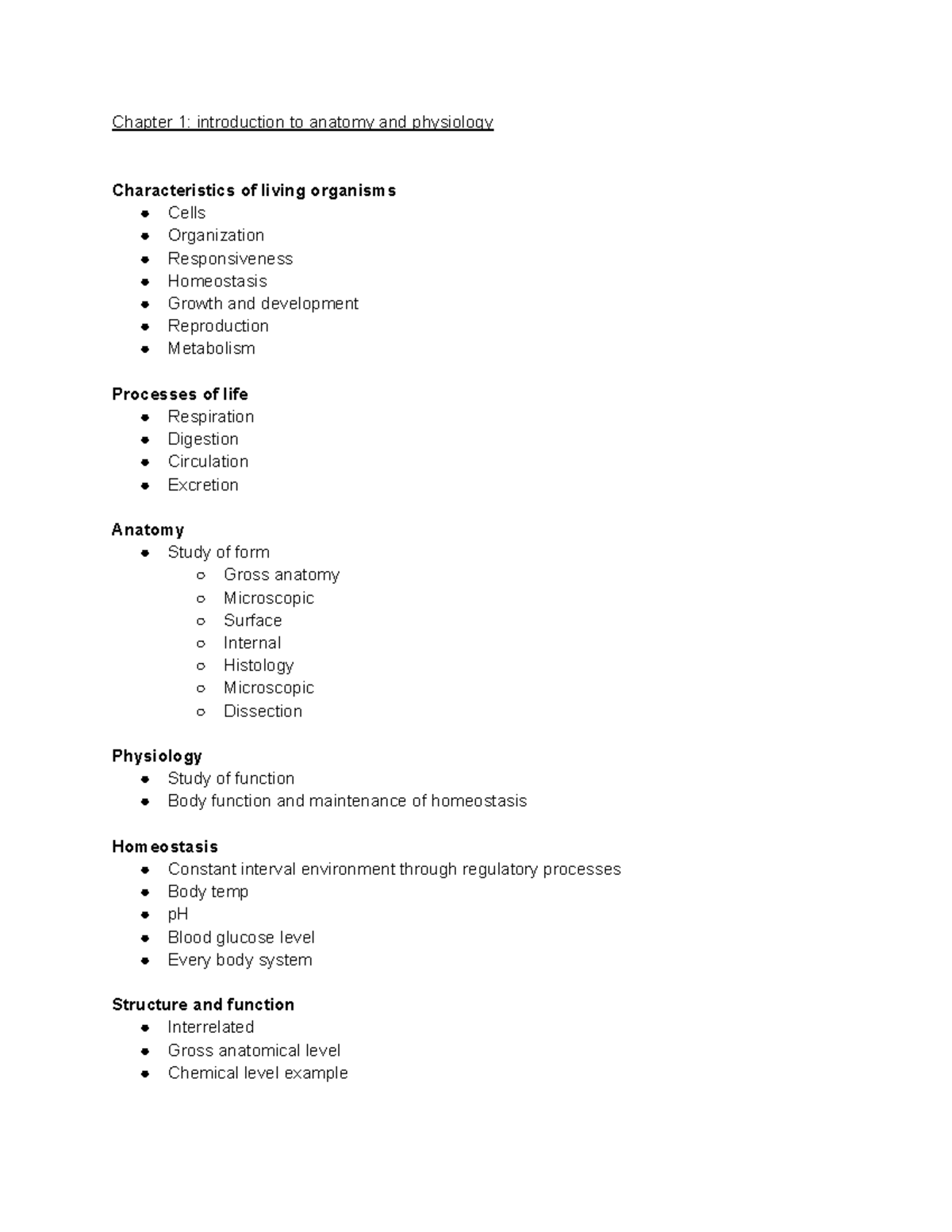Day One Notes Introduction To Anatomy And Physiology Chapter 1 Day One Notes Introduction To Anatomy And Physiology Chapter 1