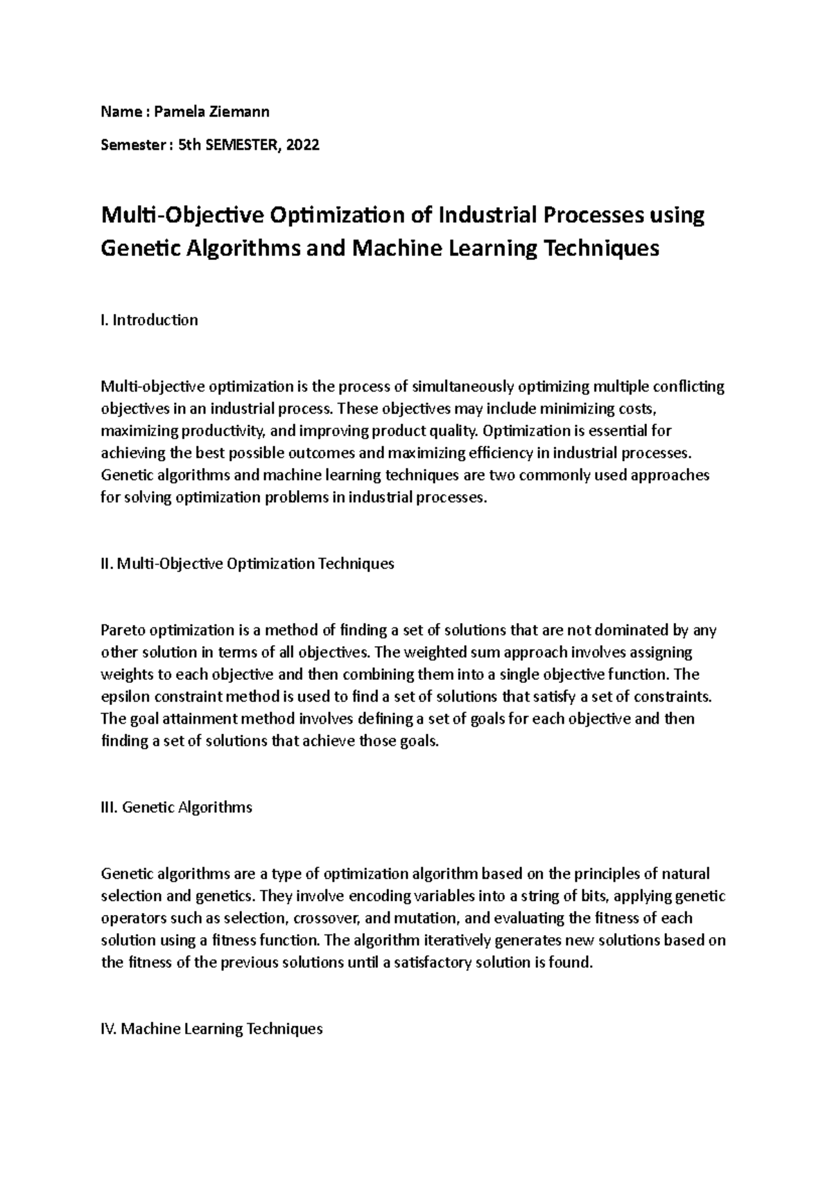 Multi-objective Optimization Of Industrial Processes Using Genetic 