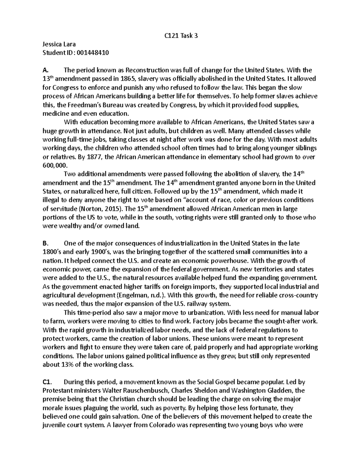 C121 Task 3 - Passed - HIST 1010 - WGU - Studocu