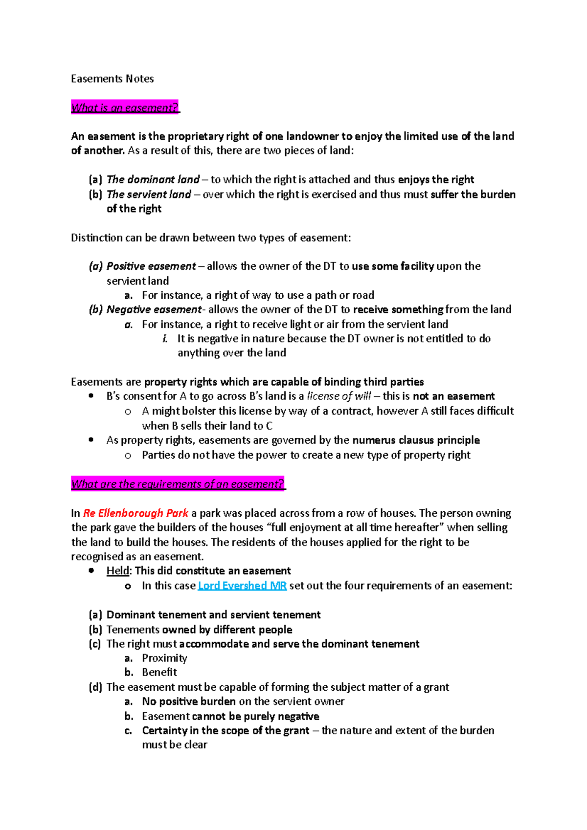 Easements Notes Easements Notes What is an easement? An easement is