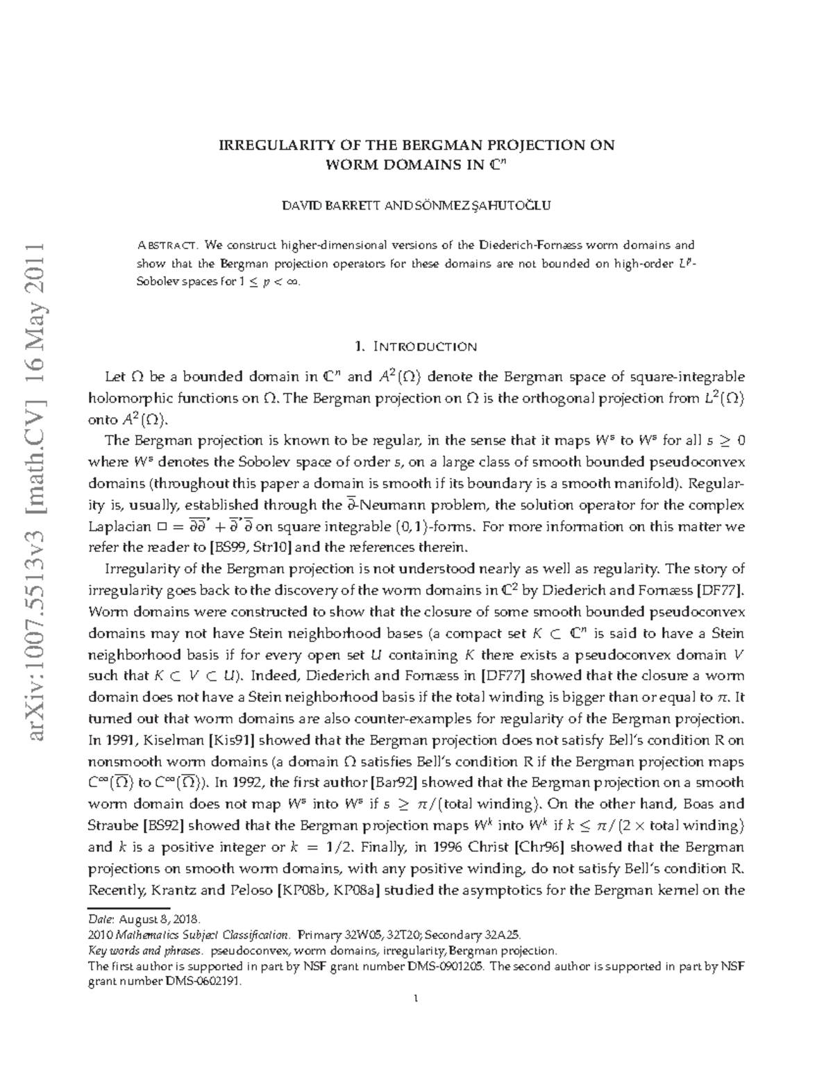 1007 - Cours - arXiv:1007 [math] 16 May 2011 IRREGULARITY OF THE ...
