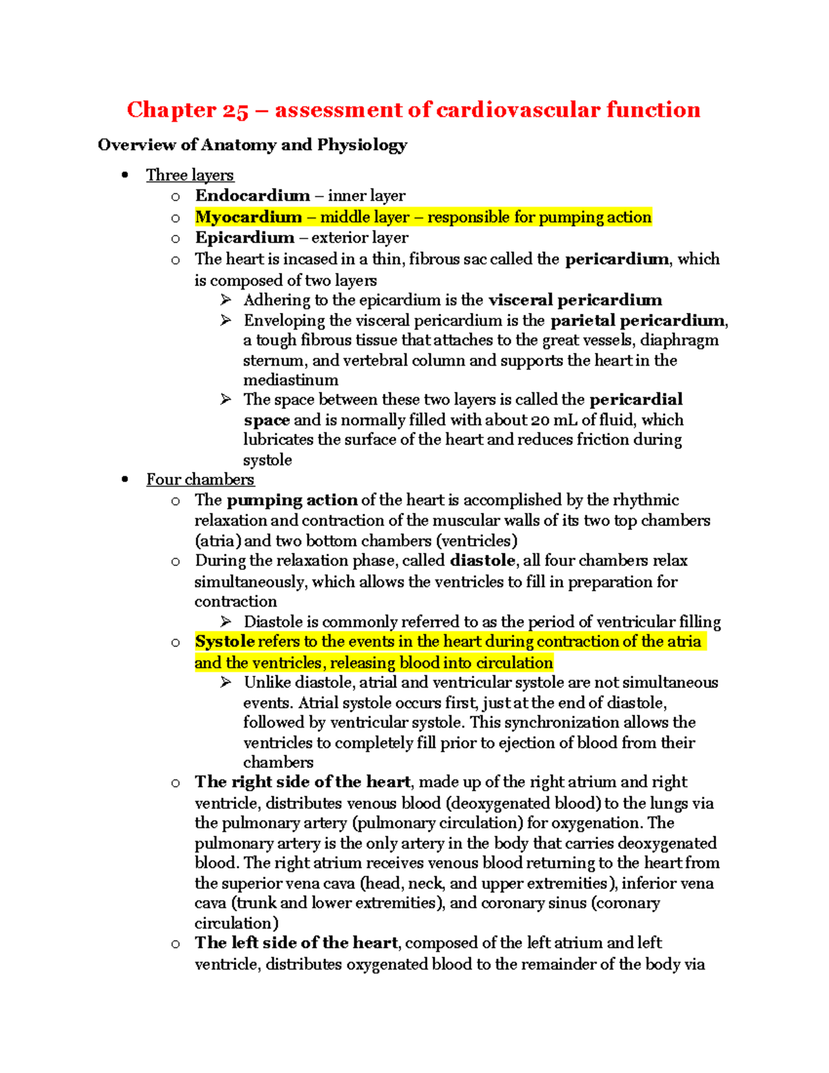 Chapter 25 - Cardiac Assessment - Chapter 25 – Assessment Of ...