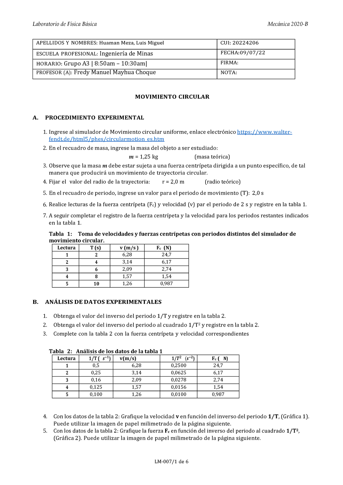 Movimiento Circular Uniforme - Laboratorio De FÌsica B·sica Mec·nica ...