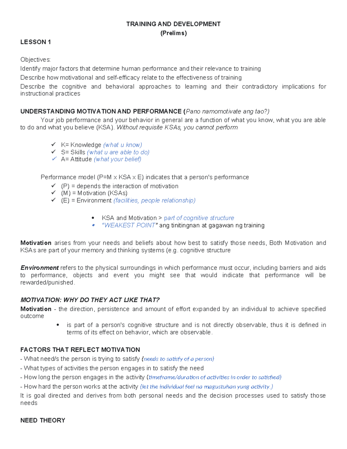 Traindev-prelims - Training development - TRAINING AND DEVELOPMENT ...