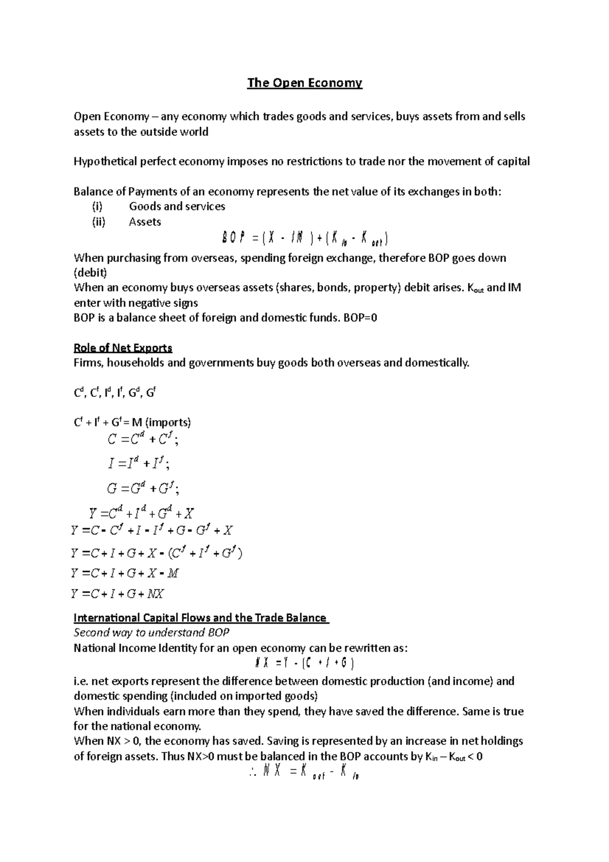 The Open Economy Lecture Notes 6 Studocu