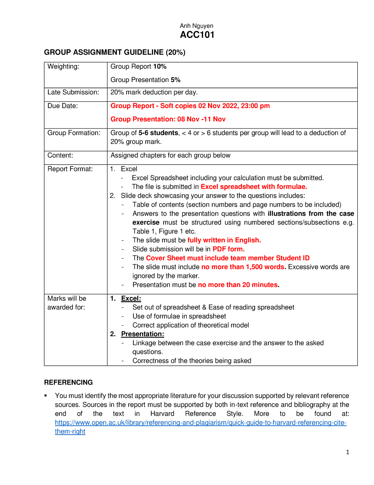 FA22 ACC101 Group Assignment Guideline - ACC GROUP ASSIGNMENT GUIDELINE ...