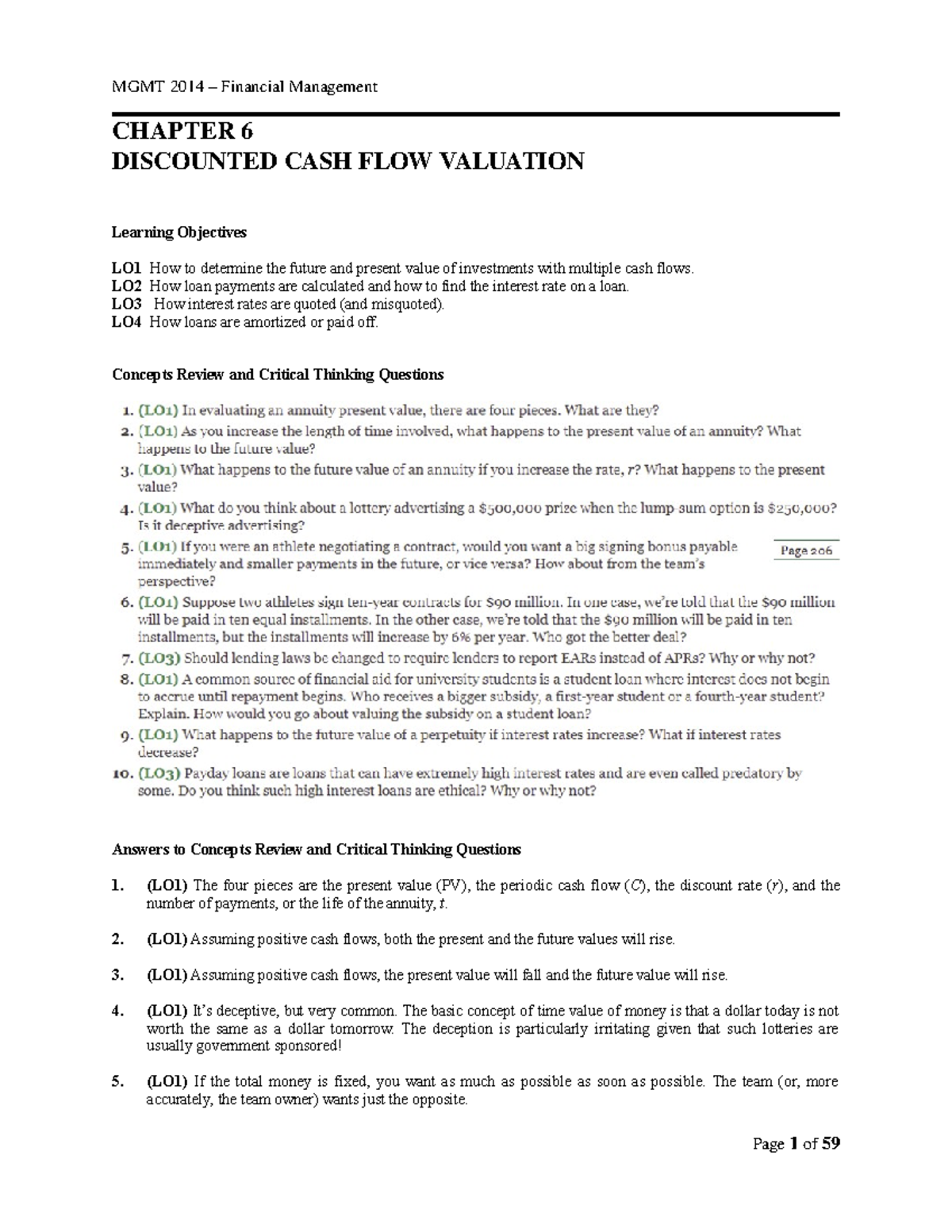 FM - CH6 exercise - CHAPTER 6 DISCOUNTED CASH FLOW VALUATION Learning ...
