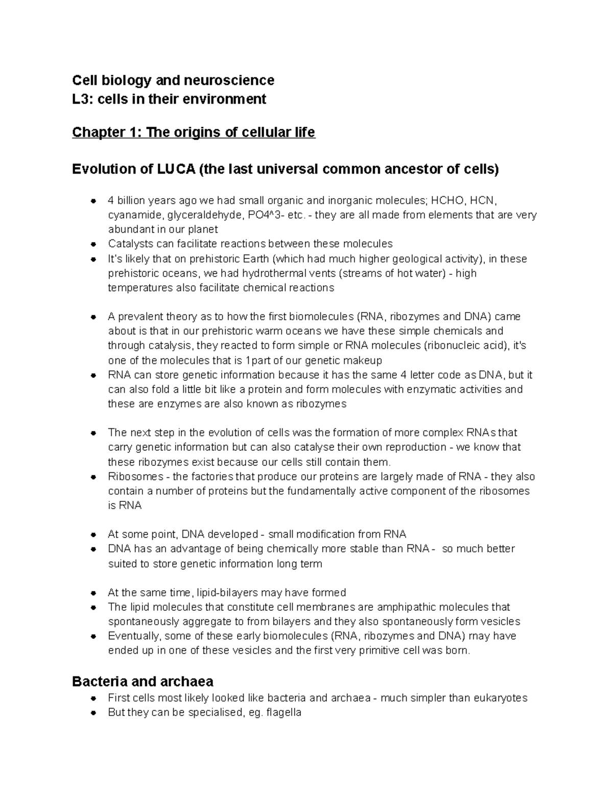 Lecture 3 Notes: Cells In Their Environment 4BBY1030 Cell Biology And ...