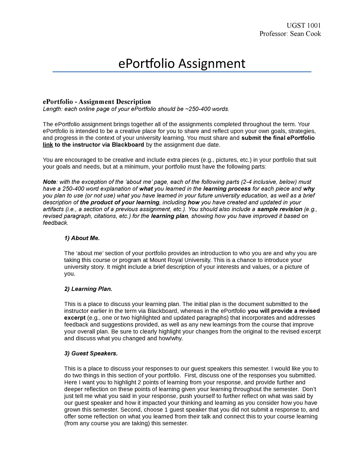 e portfolio assignment