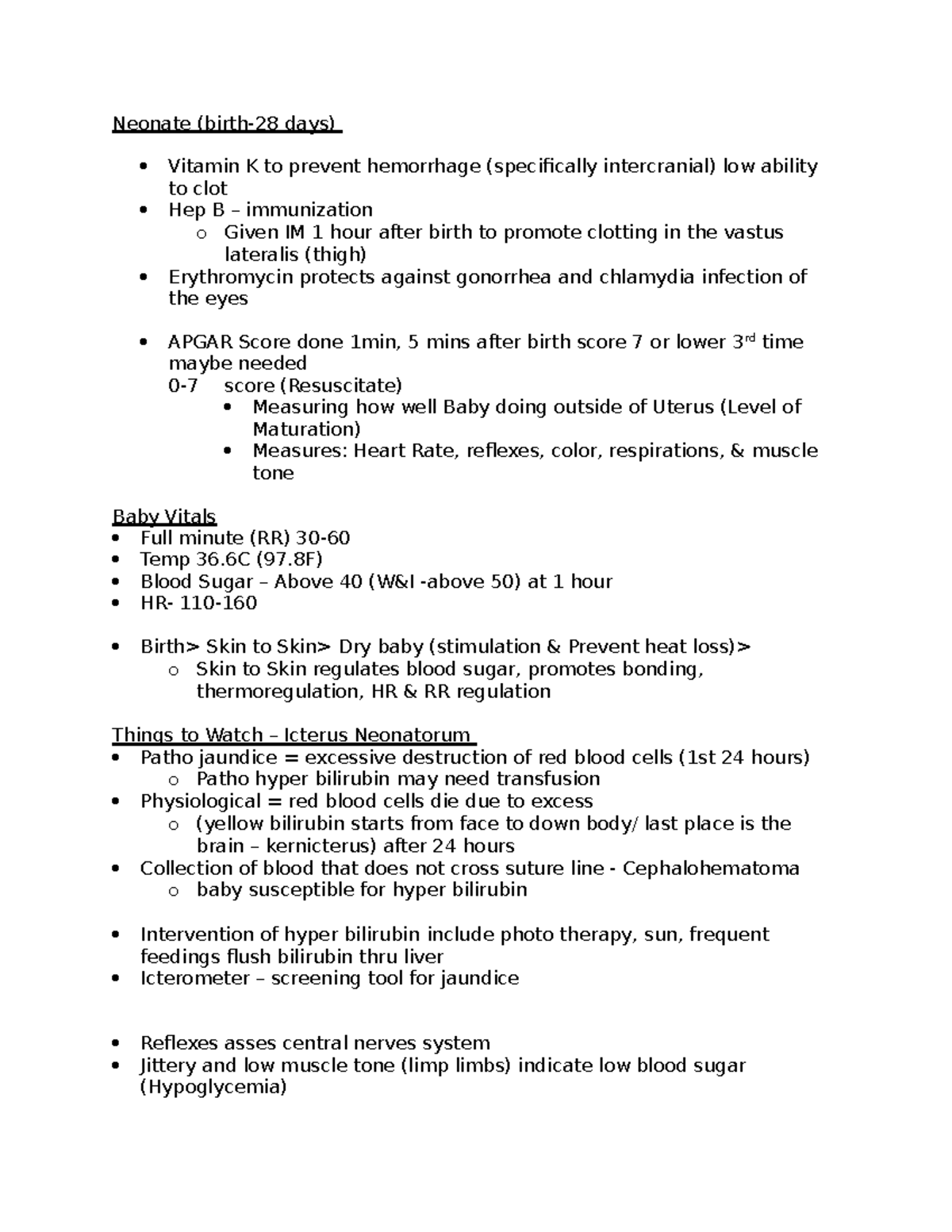 Neonate Lecture Notes - Neonate (birth-28 days) Vitamin K to prevent ...