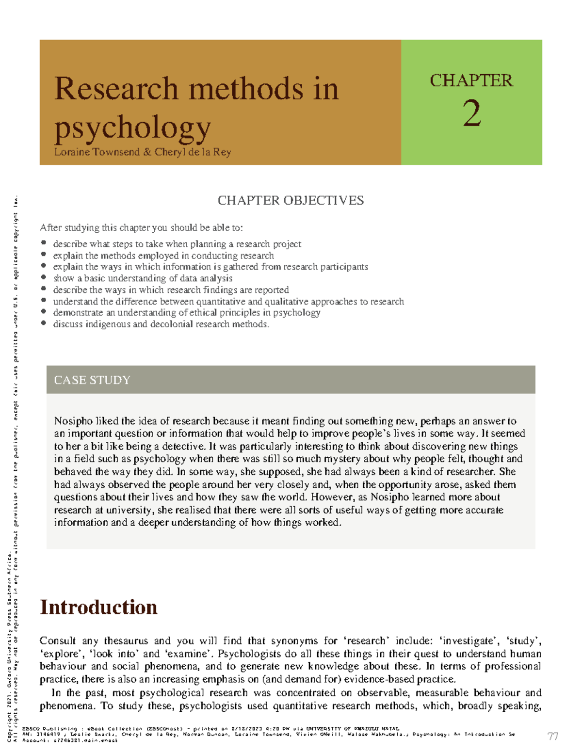 Chapter 2 Research Method - ####### 77 Research methods in psychology ...