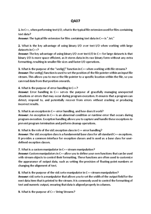 Lab Quiz 1 - Lab Quiz 1 - Lab Quiz 01 Question 1: True or False: In C++ ...