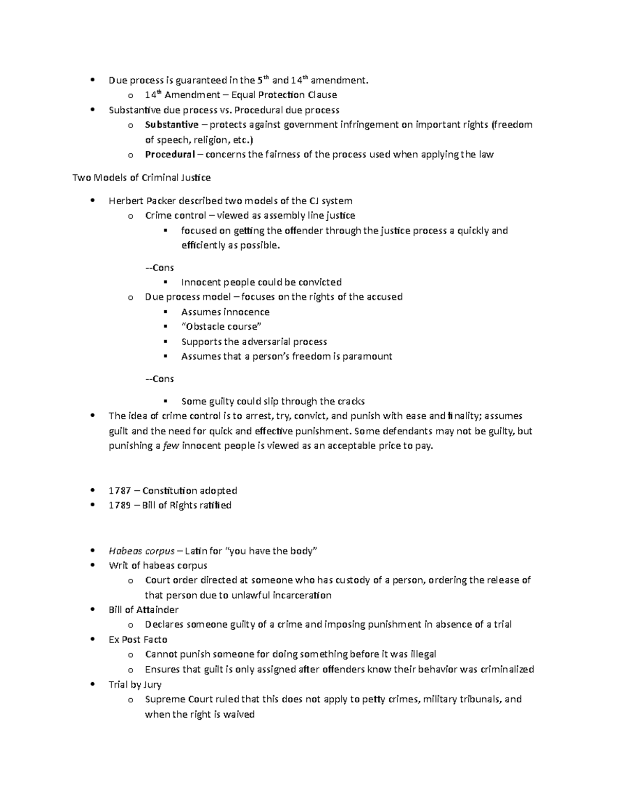 CJ CH 8 Lect Notes - CJ100 Intro To The Criminal Justice System ...