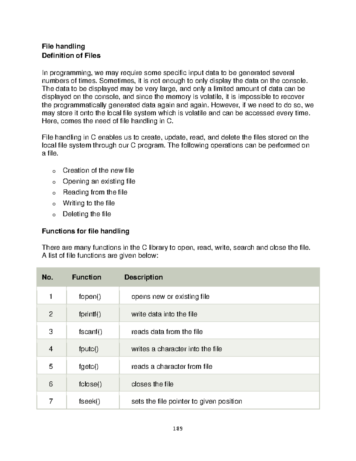 Programming in C 11 File handling Definition of Files In programming
