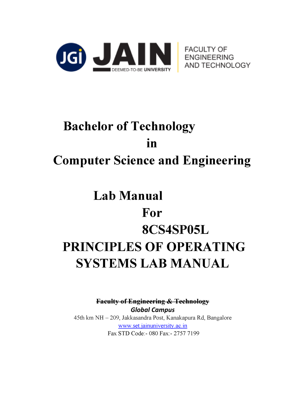 Lab Manual Solution - Bachelor Of Technology In Computer Science And ...