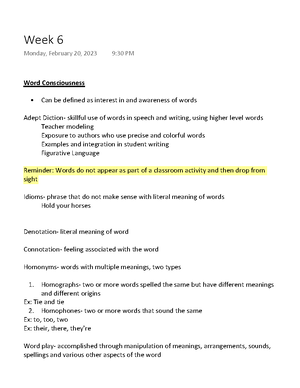 Week 3 - These are class and assigned reading notes from week 3 of the ...