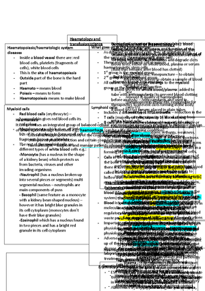 Workshop Tutorial - Haematology & Transfusion Science (BIOL 60617 ) Dr ...