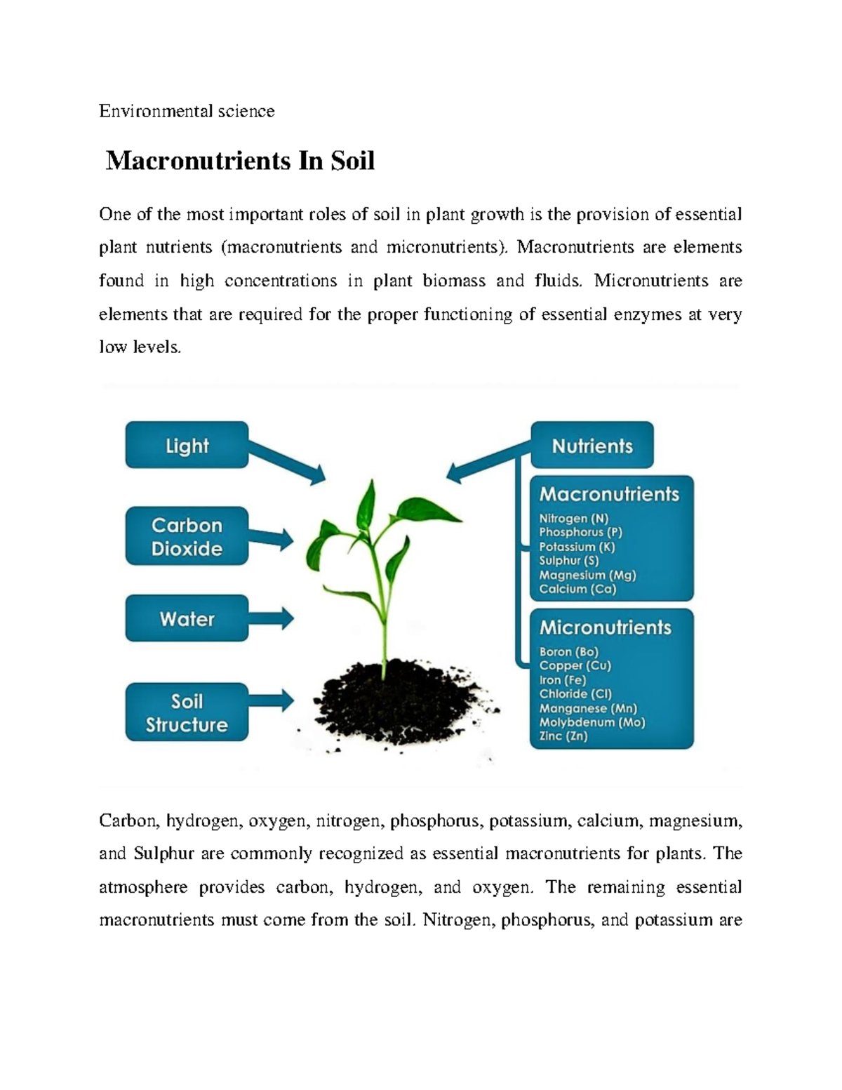 Macronutrients In Soil - Environmental science Macronutrients In Soil ...