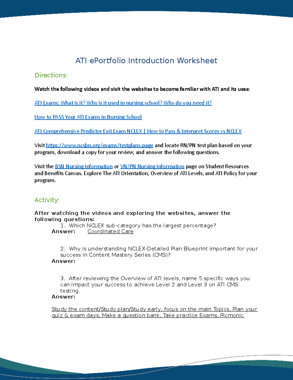 ATI e Portfolio Introduction Worksheet-1 - ATI ePortfolio Introduction ...