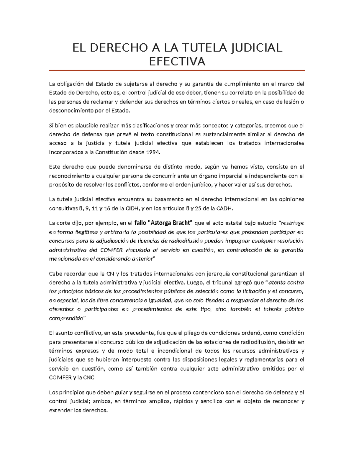 Unidad 3 tutela efectiva - EL DERECHO A LA TUTELA JUDICIAL EFECTIVA La ...