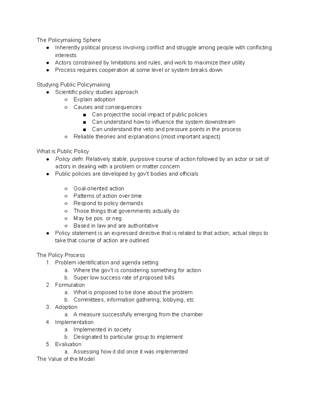 01 28 The (Traditional) Policy Process - The Policymaking Sphere ...