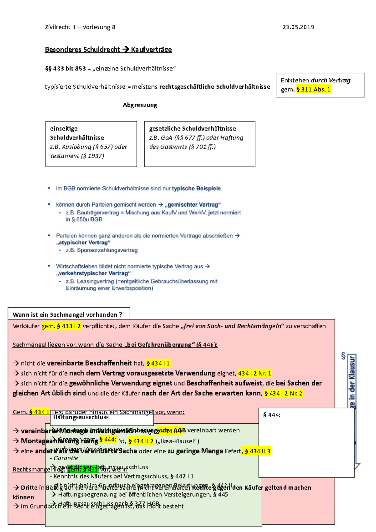 Besonderes Schuldrecht Brox Walker Vorlesung 8 - Besonderes Schuldrecht - Besonderes Schuldrecht