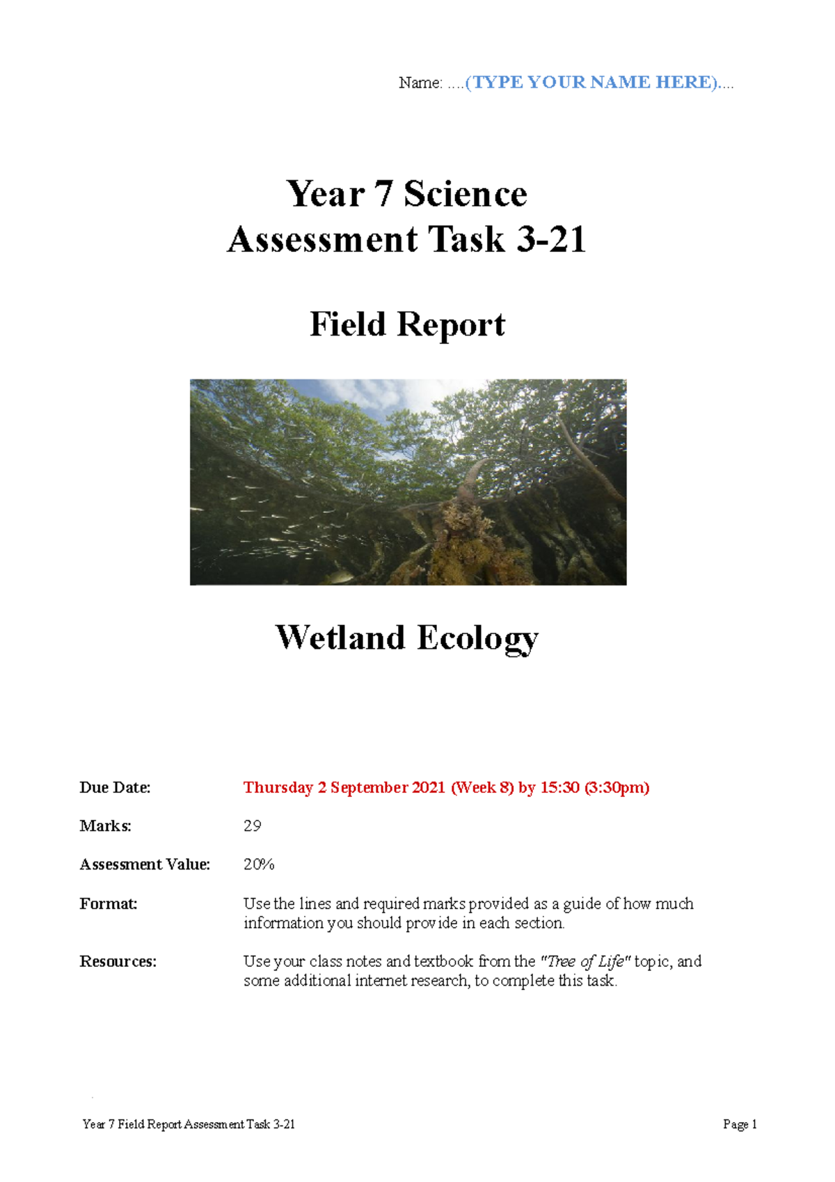 AT3 Field Report - Science!! - Name: .... (TYPE YOUR NAME HERE ...
