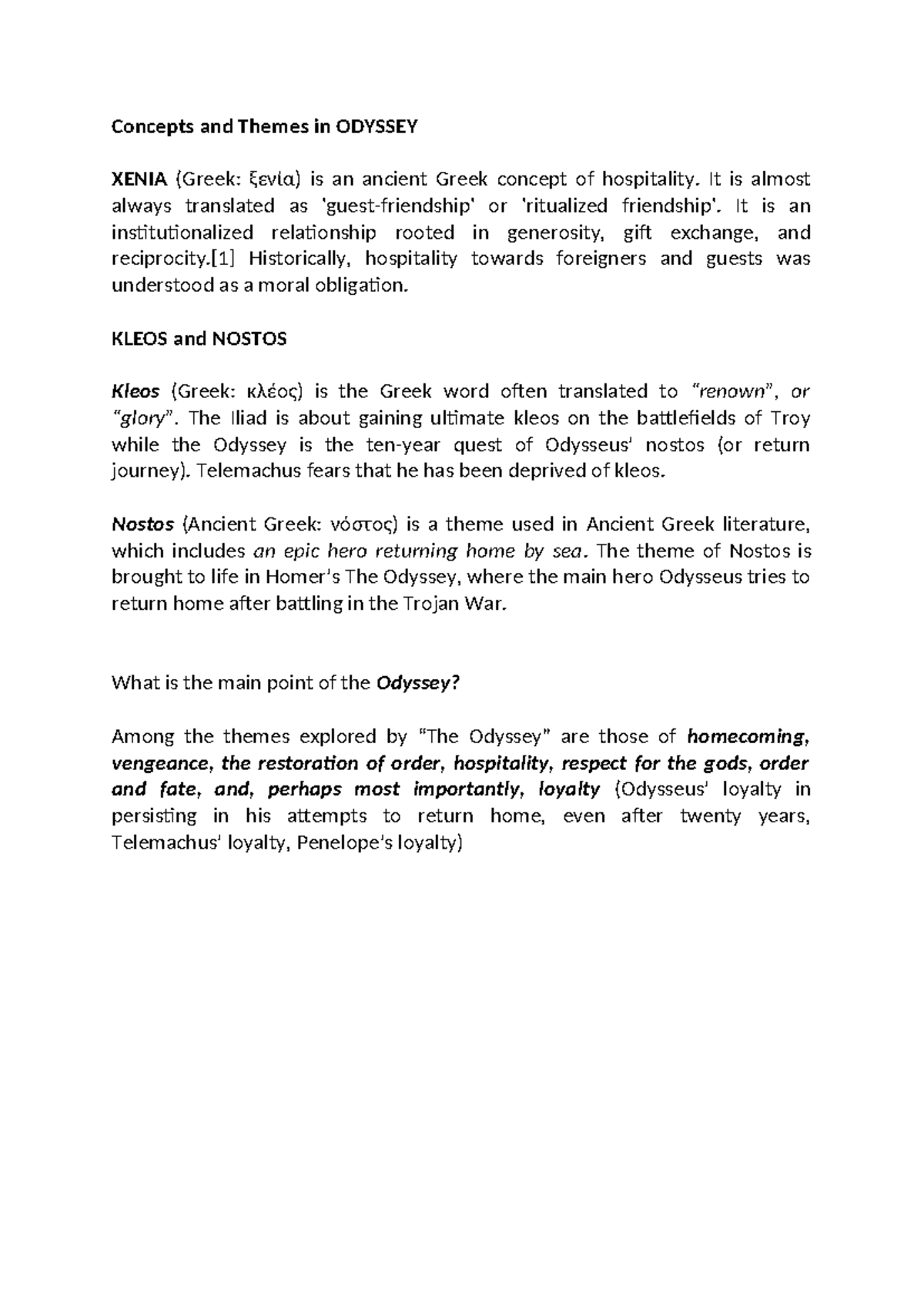 Concepts and Themes in Odyssey Concepts and Themes in ODYSSEY XENIA