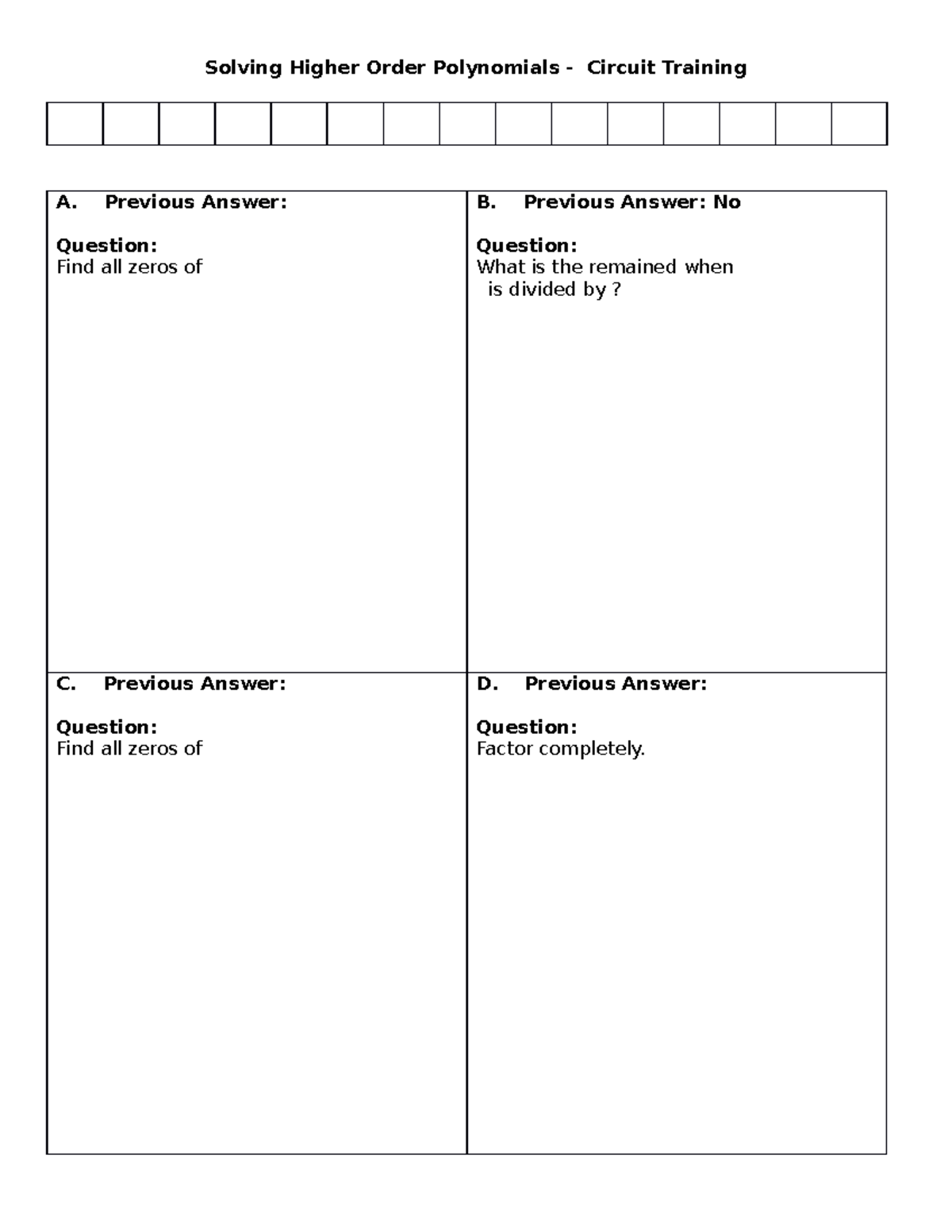 Higher Order Polynomials Circuit Training 6 - Solving Higher Order 