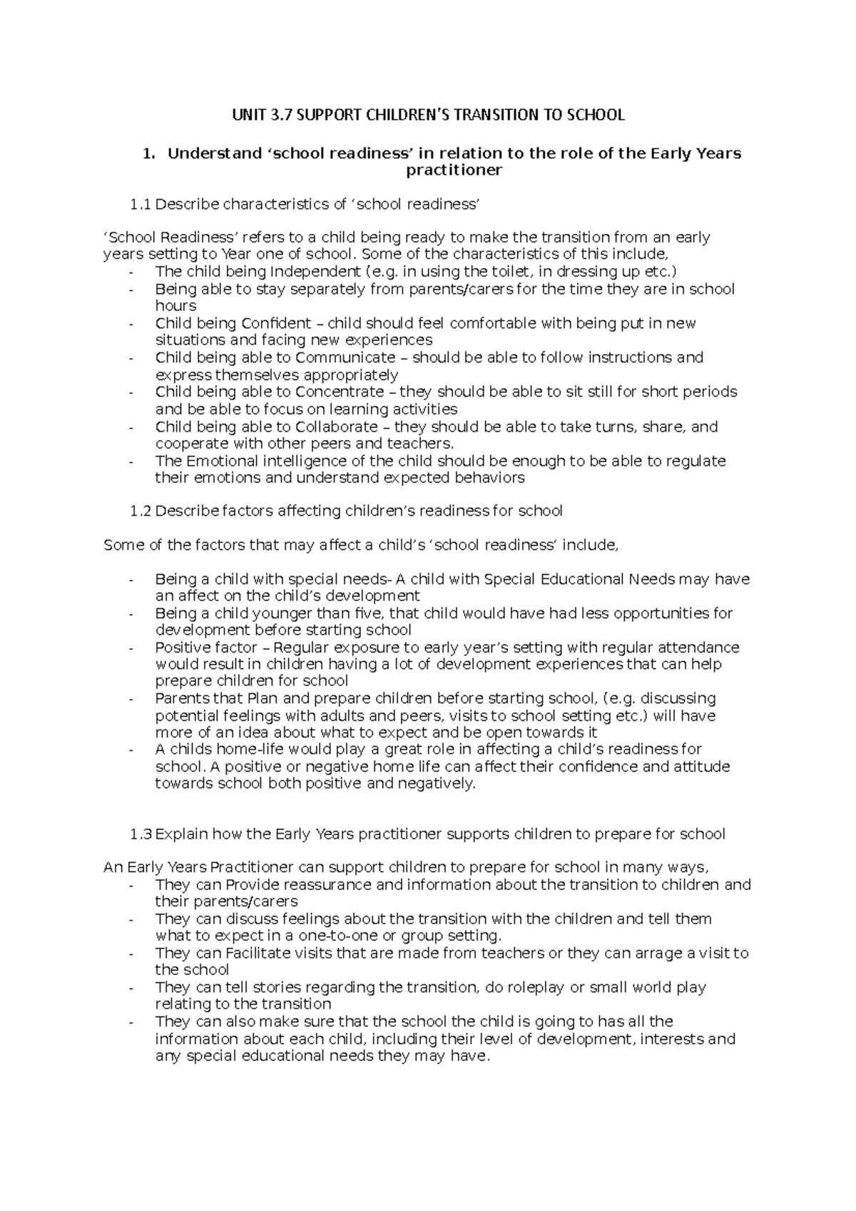 Unit 3 Cache Level 3 Coursework Unit 3 Support Children S Unit 3 Cache Level 3 Coursework Unit 3 Support Children S