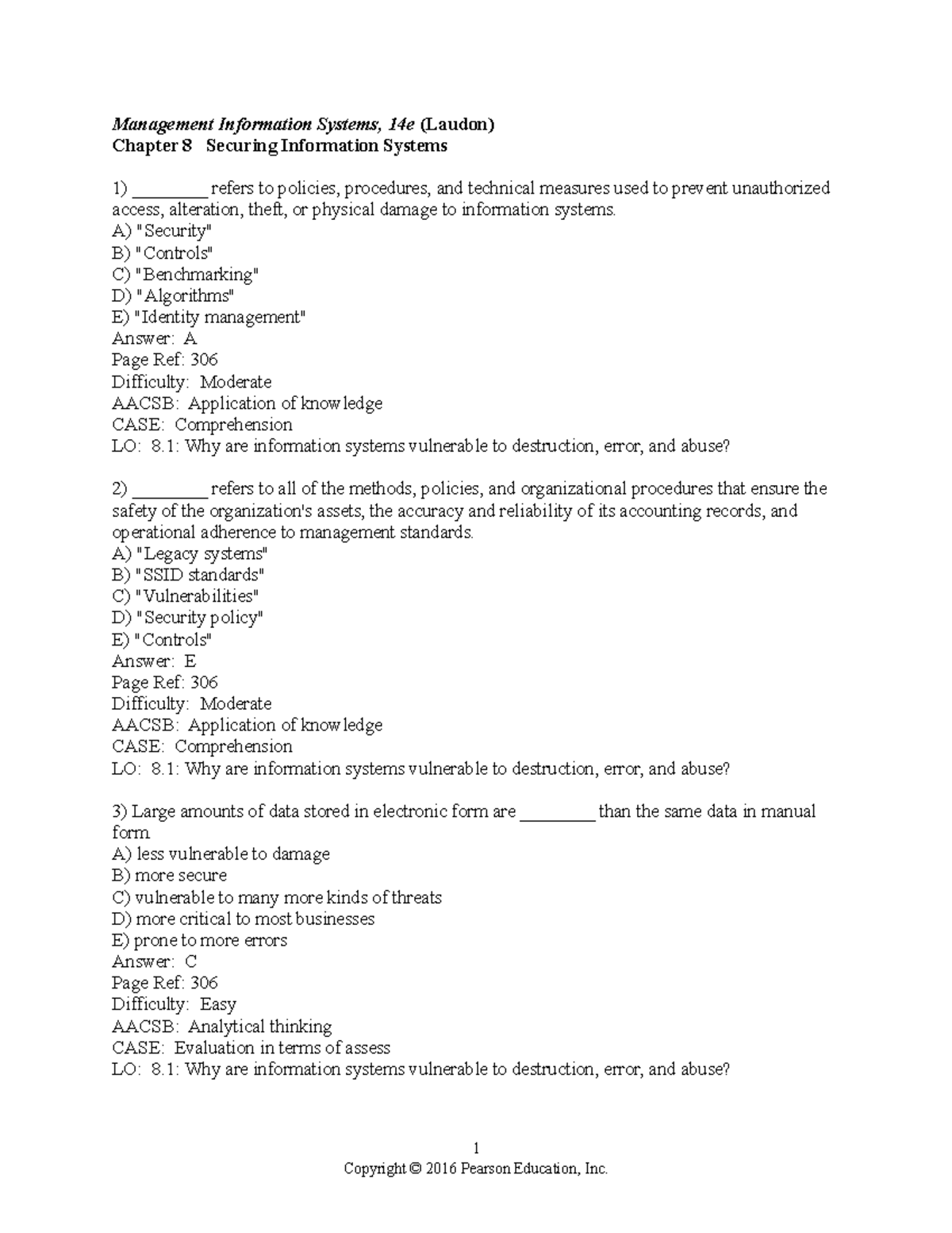 Chapter 8 - Management Information Systems, 14e (Laudon) Chapter 8 ...