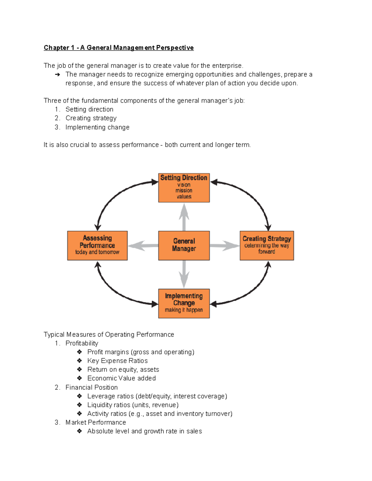 B4050 Chapter Notes - Chapter 1 - A General Management Perspective The ...