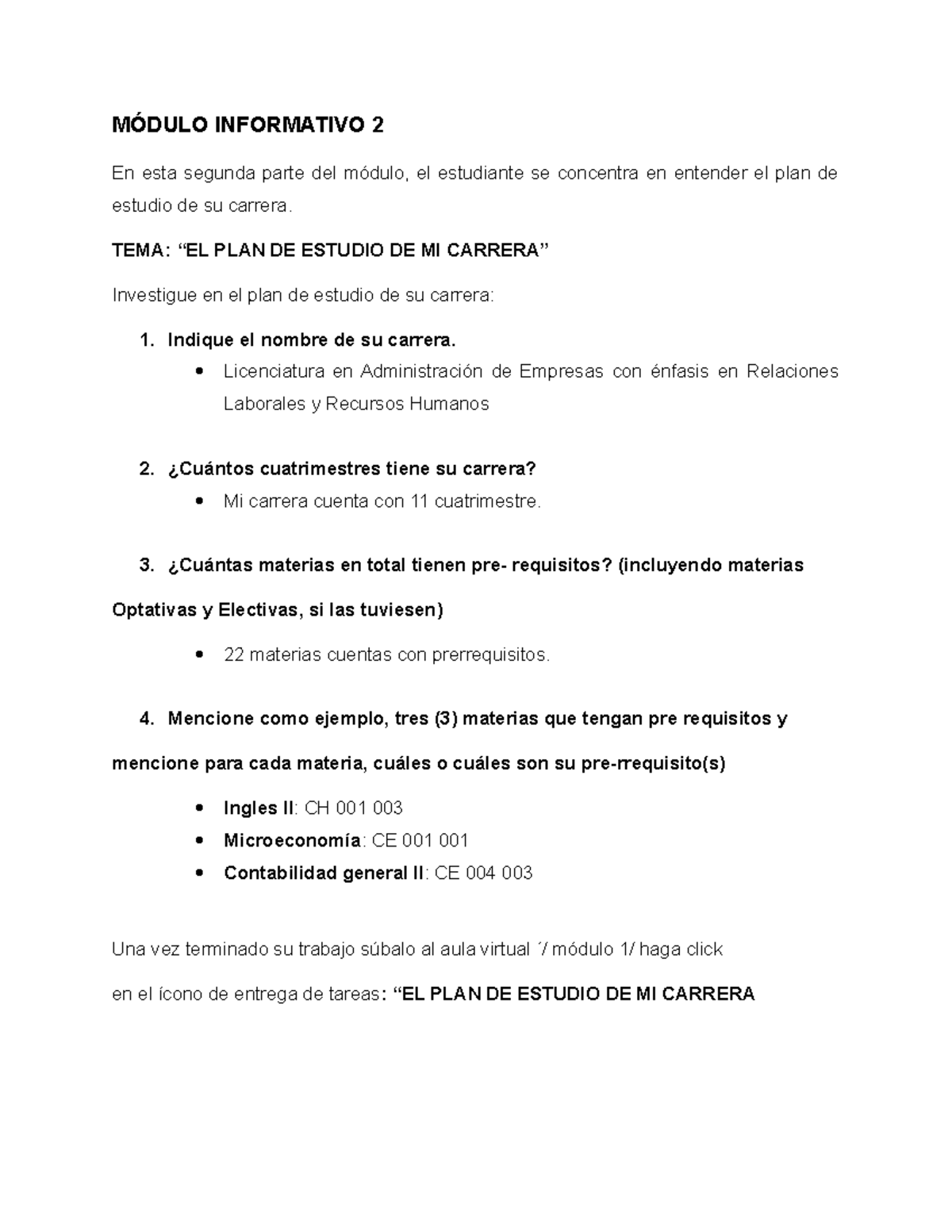 “EL PLAN DE Estudio DE MI Carrera” - MÓDULO INFORMATIVO 2 En esta ...