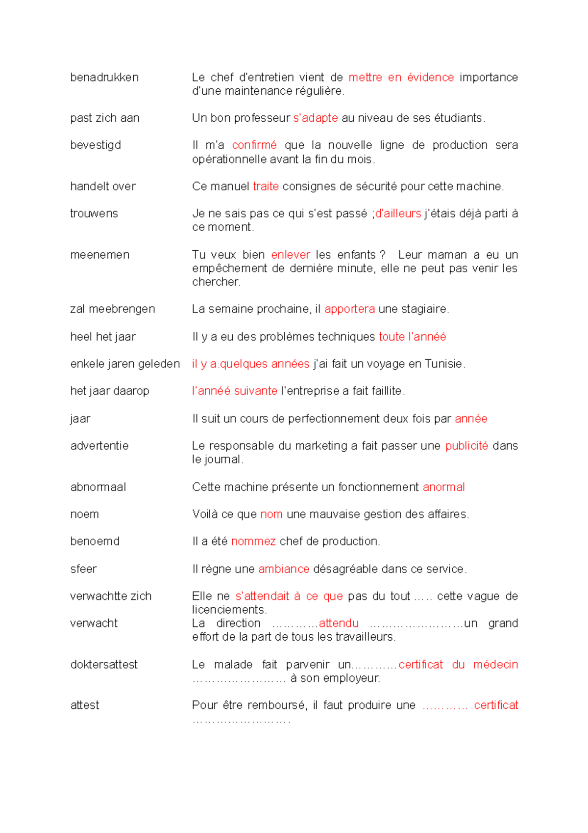 Exercices pêle-mêle - invul oefeningen frans - benadrukken Le chef d ...