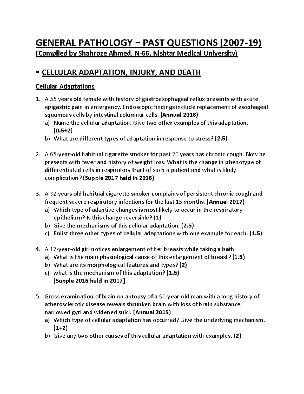 General Pathology - Topical Past Papers - GENERAL PATHOLOGY – PAST ...