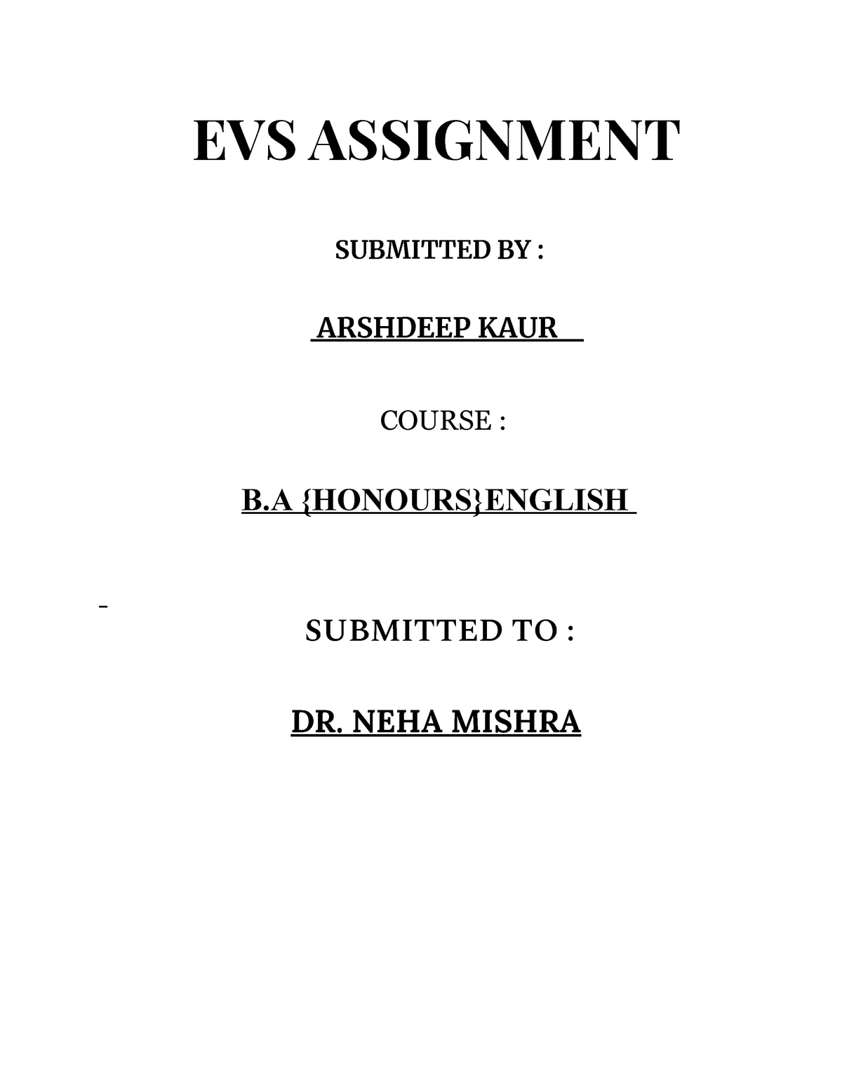 assignment of evs
