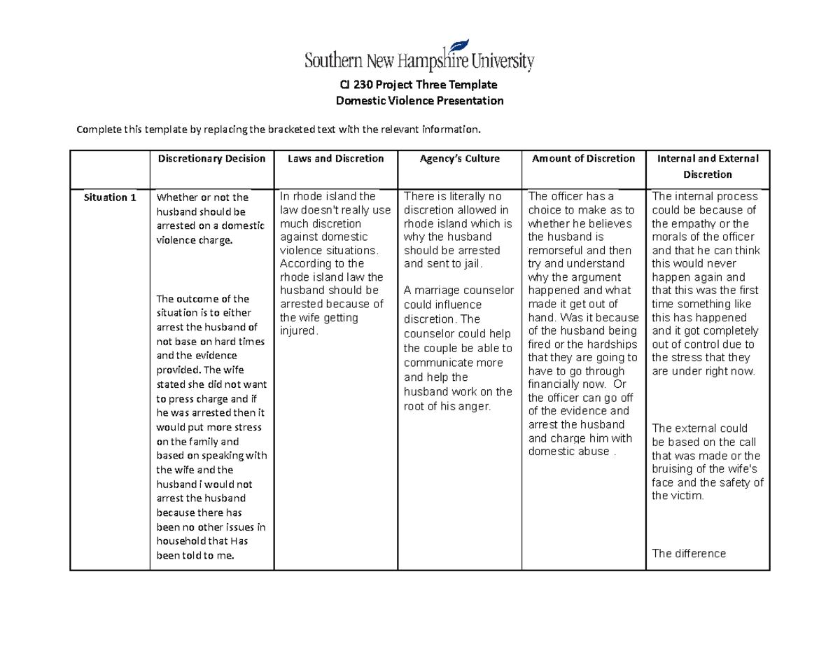 CJ 230 Project Three Template - CJ 230 Project Three Template Domestic ...