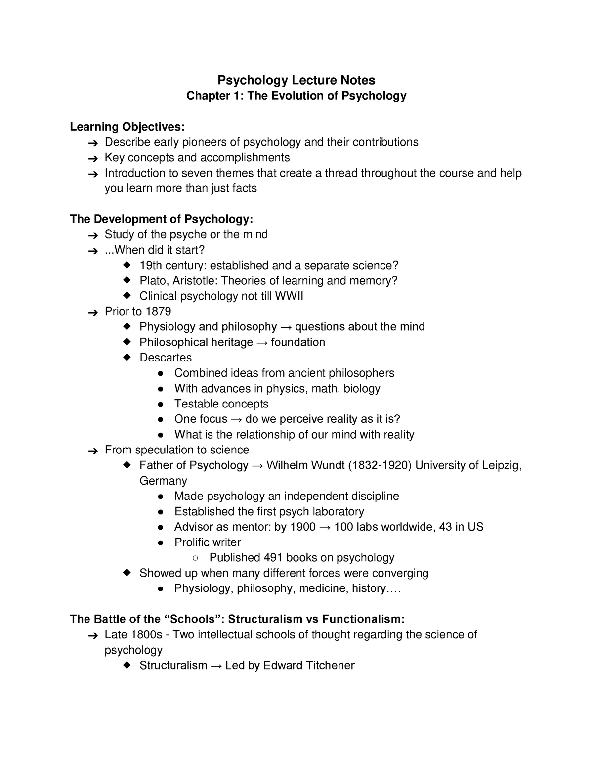 Psychology Lecture Notes Google Docs - Psychology Lecture Notes Chapter ...