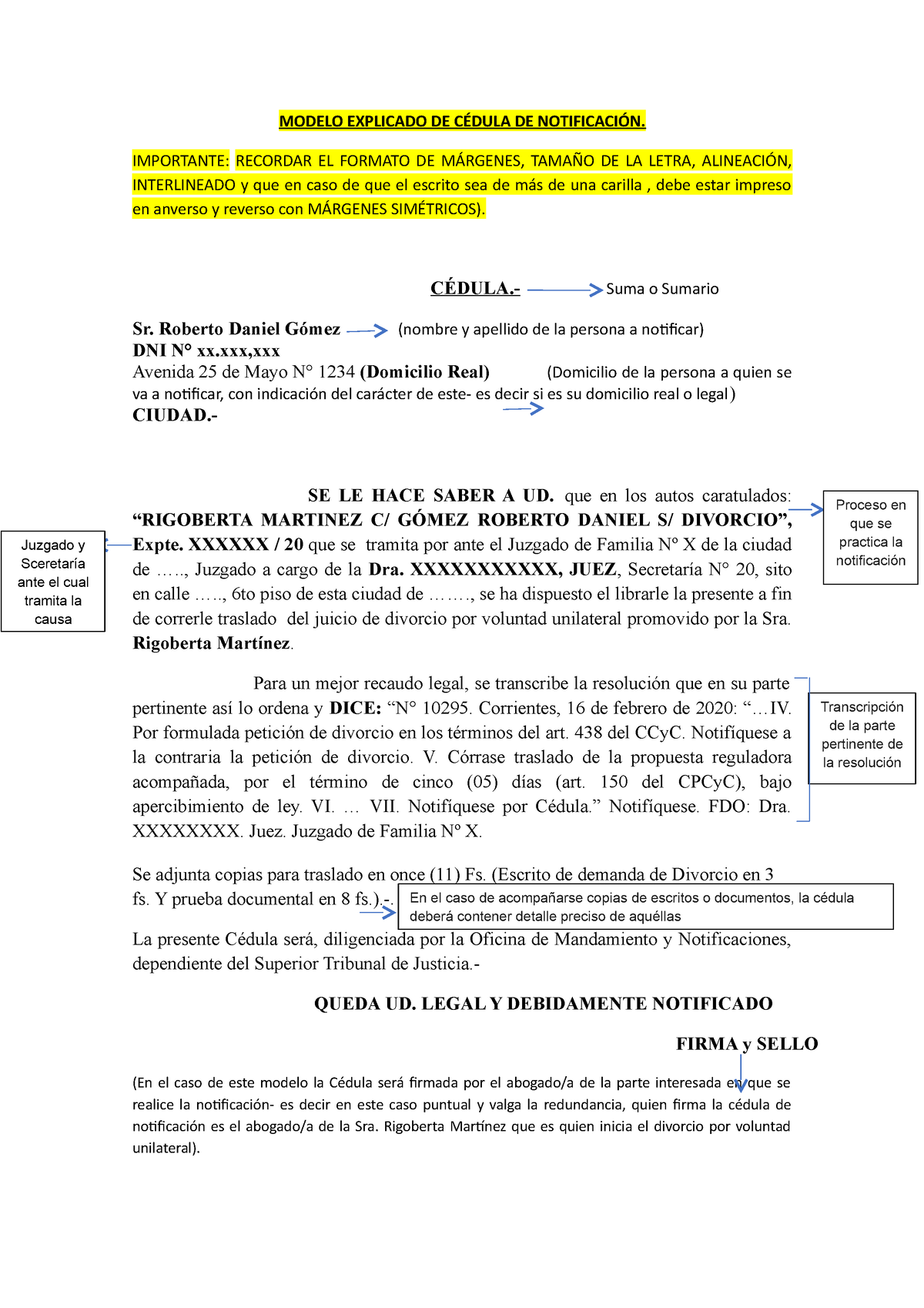 Modelo Explicado De Cédula De Notificación Modelo Explicado De CÉdula De NotificaciÓn 9946