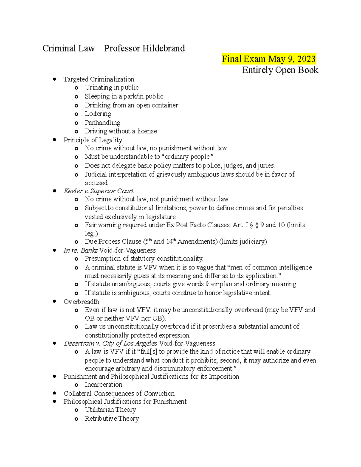 criminal-law-outline-for-final-criminal-law-professor-hildebrand