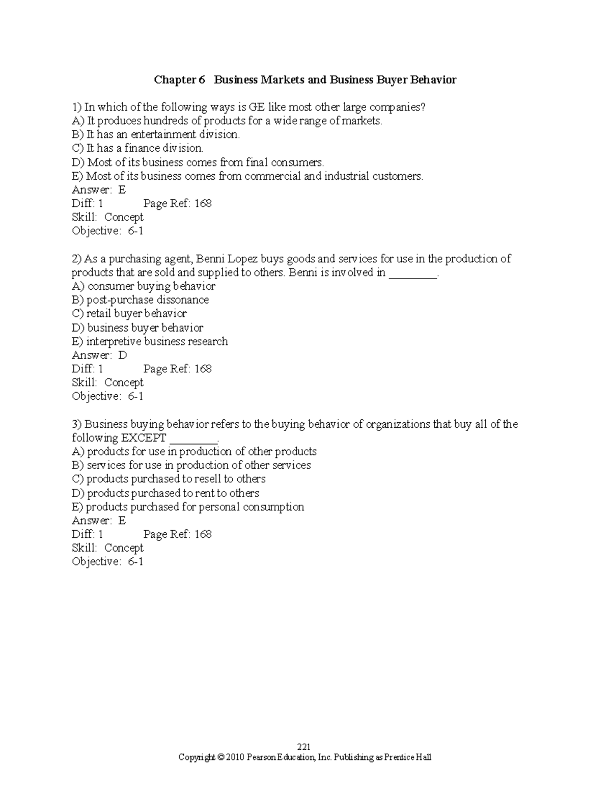 Chapter 6-practise - Marketing Test Bank - Chapter 6 Business Markets ...