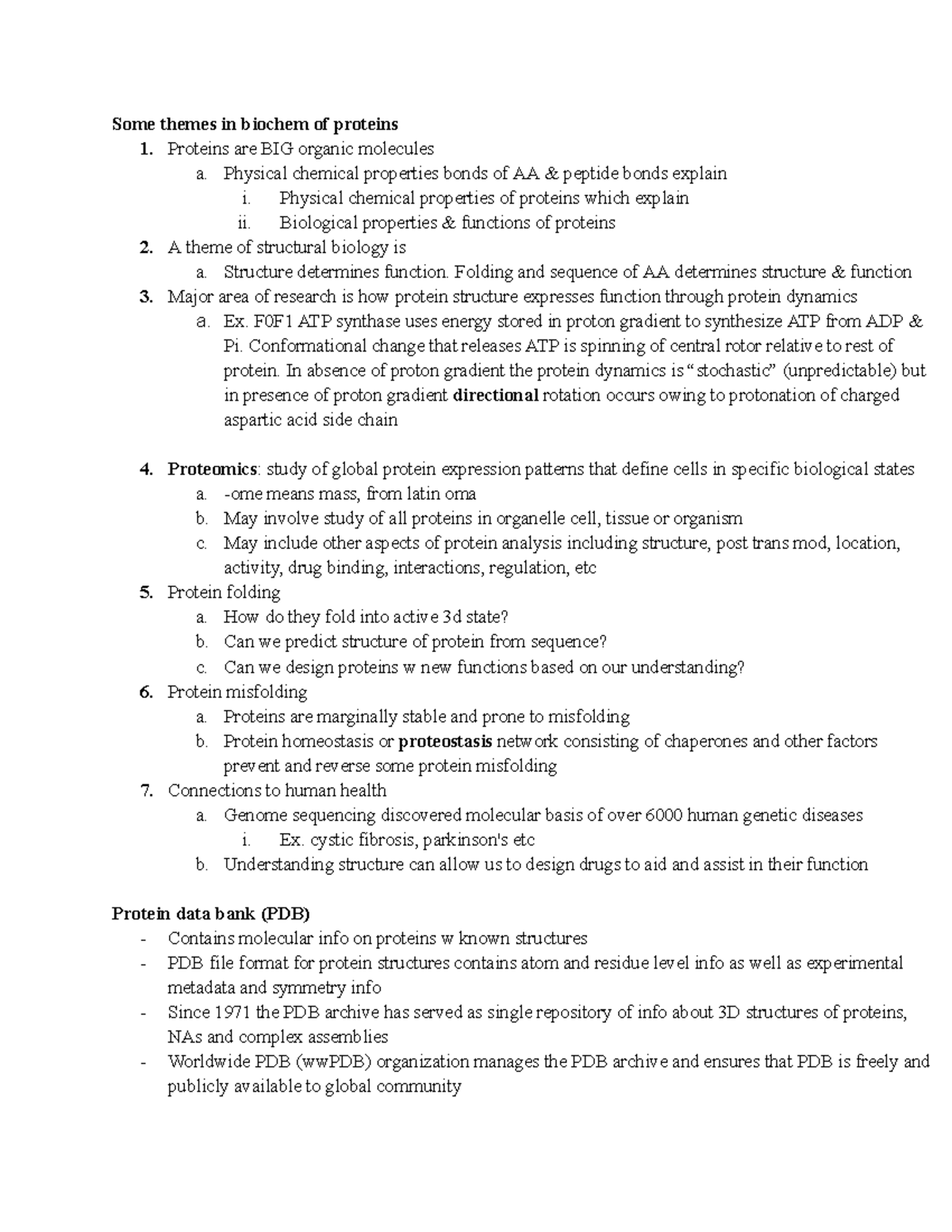 Chem 4630 - Lecture Notes For Proteins Biochem Class - Some Themes In ...