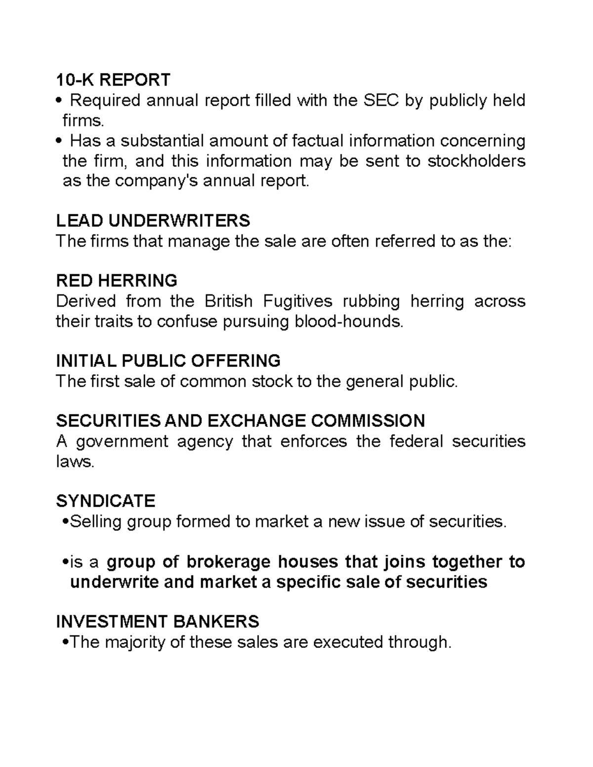 Investment Banker - 10-K REPORT Required annual report filled with the ...