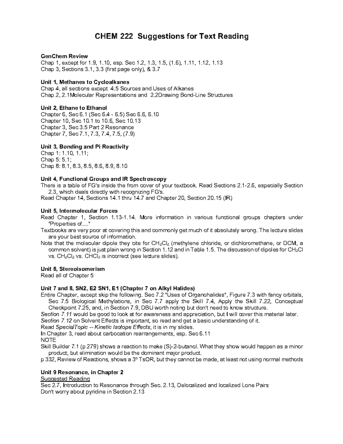 CHEM 222 Textbook Minimal Reading Suggestions - CHEM 222 Suggestions ...