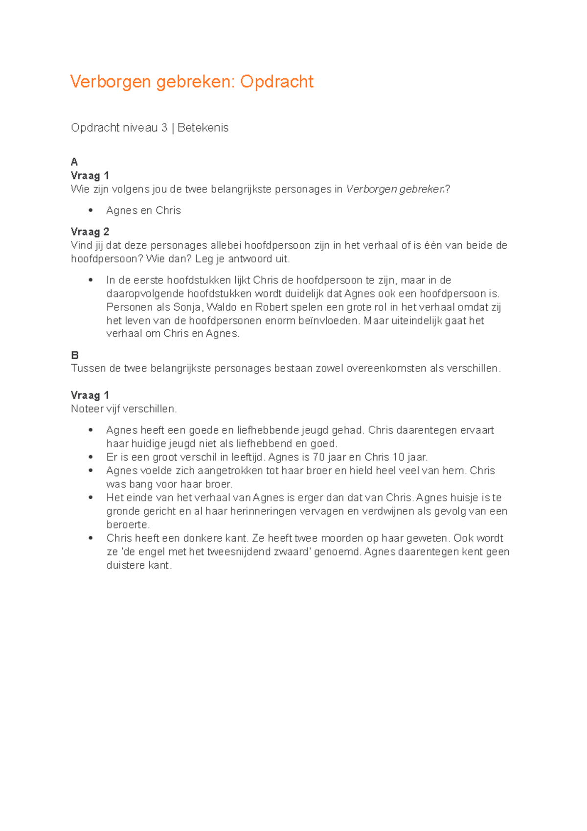 Gebreken Inti Orth 5Y gebreken Opdracht Opdracht niveau 3 Betekenis A