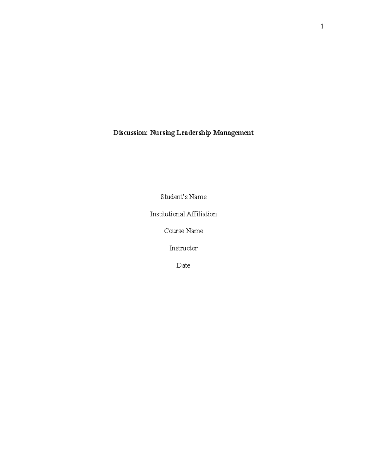 leadership and management assignments in nursing