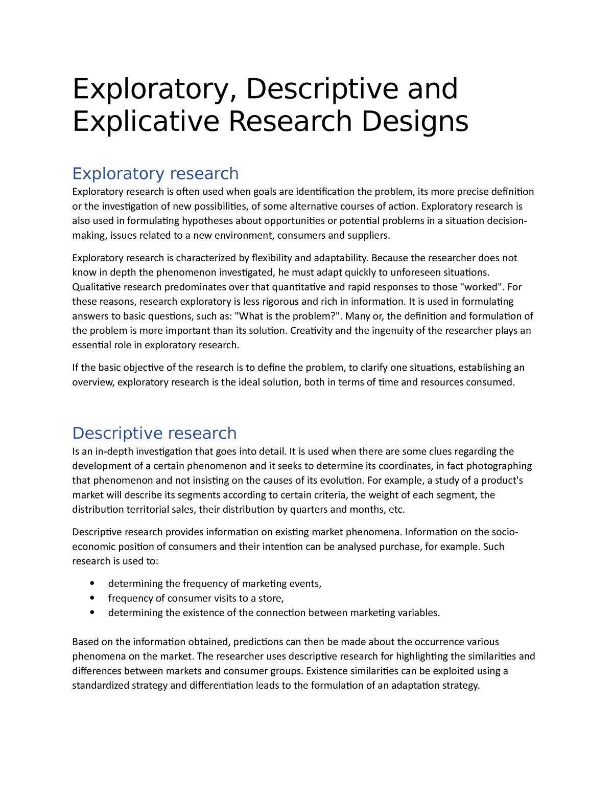 exploratory and descriptive research design pdf